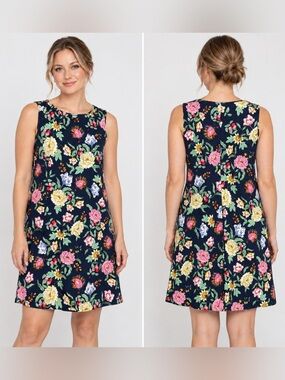 Tommy Hilfiger Navy Floral Sleeveless A-Line Dress size 10